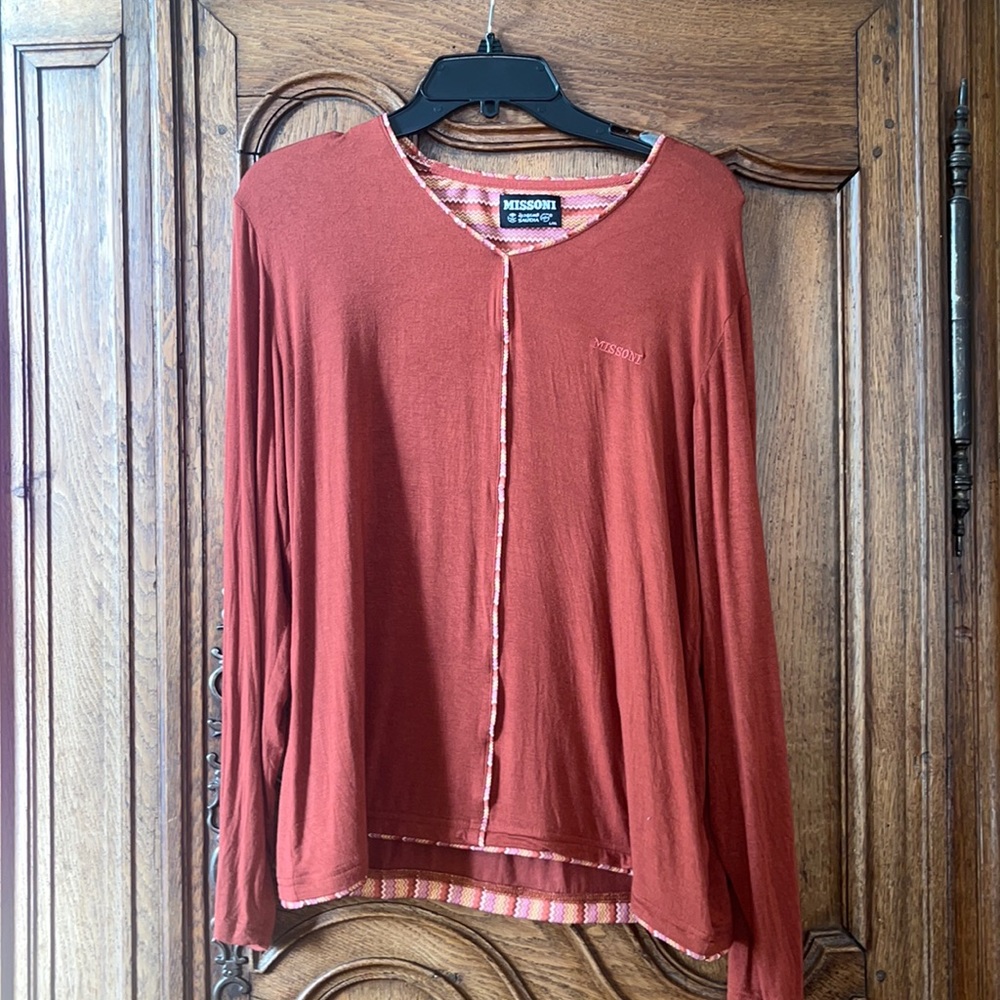 Missoni SkyTeam Pajamas Orange ZigZag Jersey Top - Picture 3 of 9